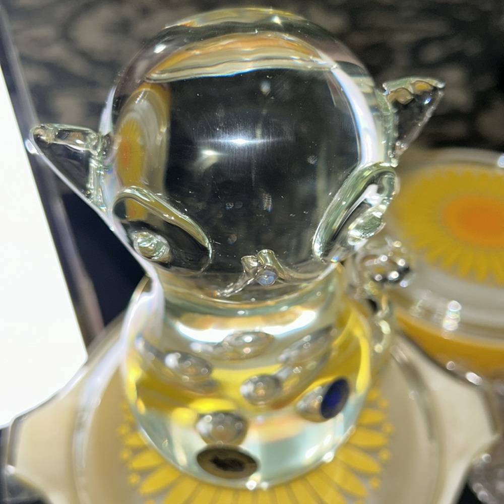 Murano Fornasa De Mvran clear Paperweight Glass Cat Sticker Italy - Picture 2 of 13